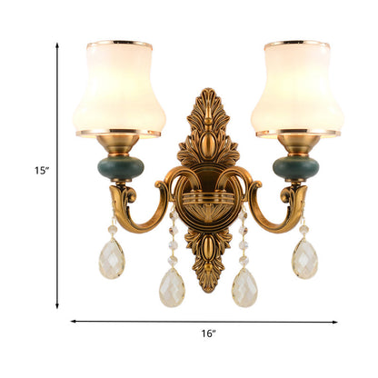 Rynx | Vase White Glass Wall Mount Light Nordic Living Room 1/2 Heads Brass Wall Lamp