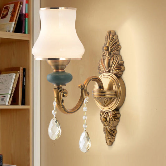 Rynx | Vase White Glass Wall Mount Light Nordic Living Room 1/2 Heads Brass Wall Lamp