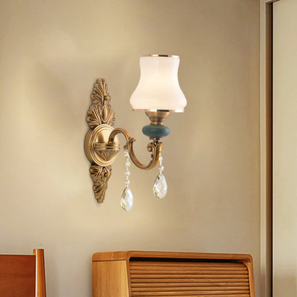 Rynx | Vase White Glass Wall Mount Light Nordic Living Room 1/2 Heads Brass Wall Lamp