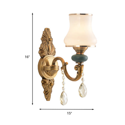 Rynx | Vase White Glass Wall Mount Light Nordic Living Room 1/2 Heads Brass Wall Lamp