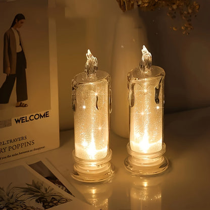 Rynx | 2/3pcs LED Flameless Candle Set - Realistic Flickering Effect, Battery-Operated, Columnar Design - Perfect for Halloween, Family Gatherings, Candlelight Dinners, Weddings, Birthdays, Ambient Lighting