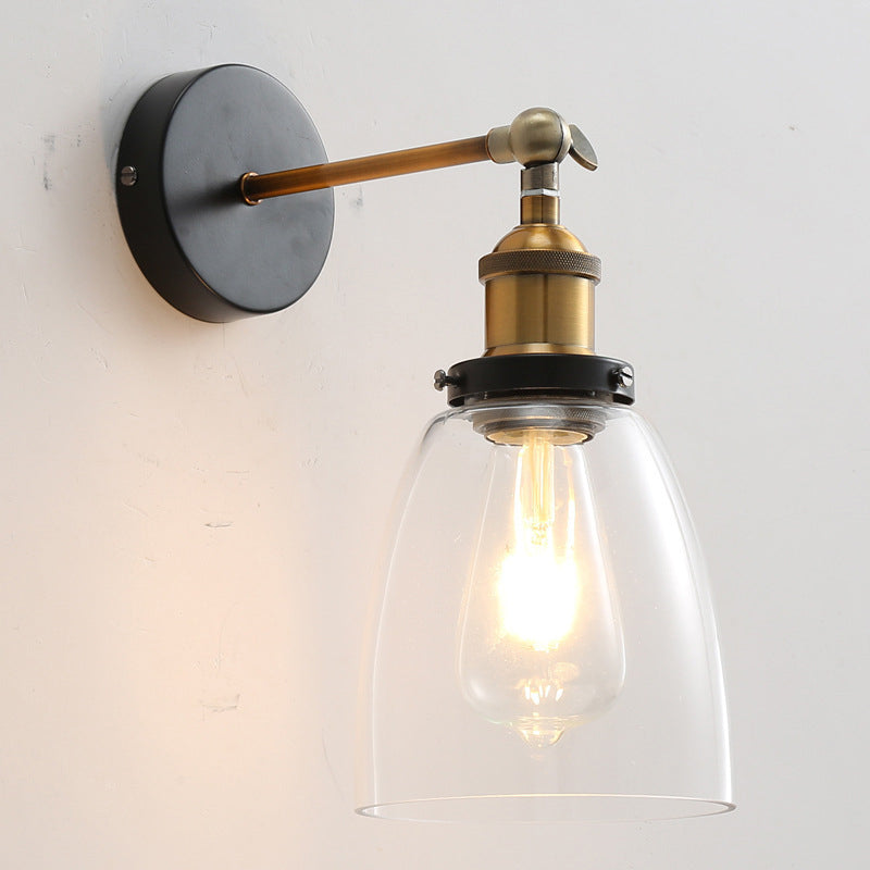 Rynx | Vintage Industrial Wall Lamp Single Light Lamp in Clear Glass Shade