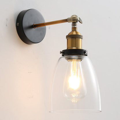 Rynx | Vintage Industrial Wall Lamp Single Light Lamp in Clear Glass Shade