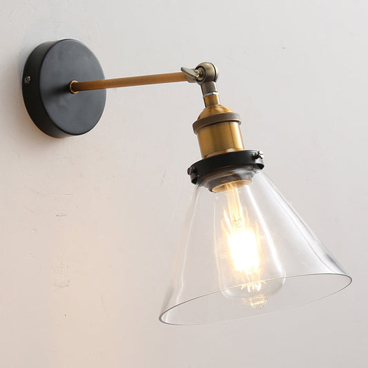 Rynx | Vintage Industrial Wall Lamp Single Light Lamp in Clear Glass Shade