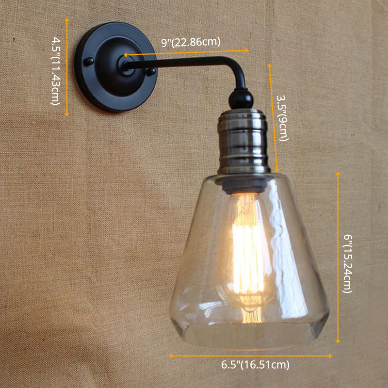 Rynx | American Vintage Style Wall Lamp Simplicity 1 Light Wall Sconce with Glass Shade