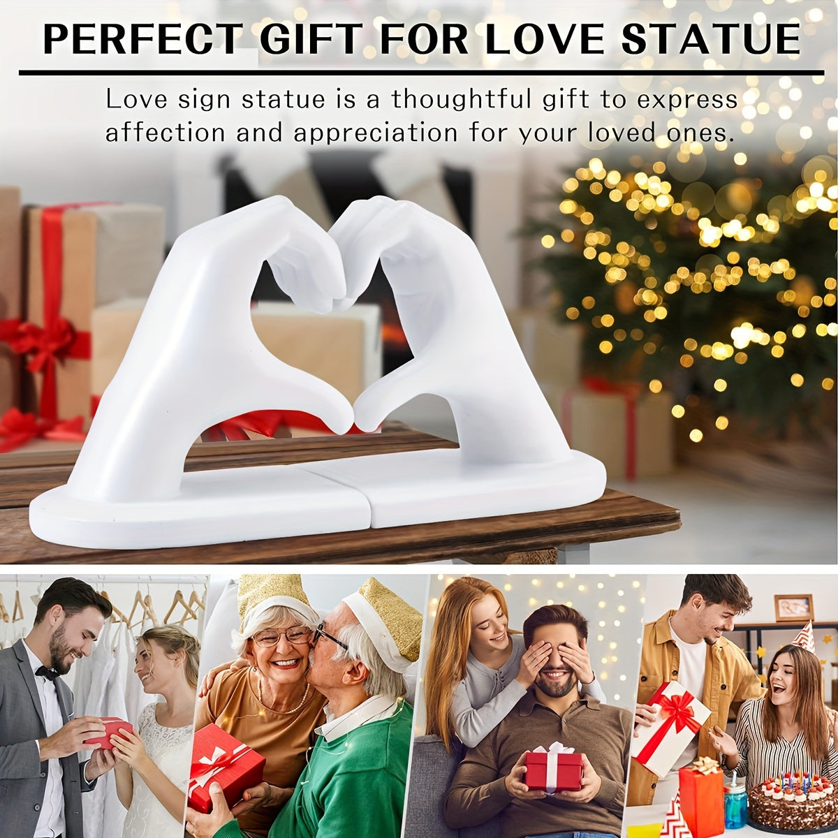 Rynx | Heavy Duty Bookends with Golden Finger Heart Design - Modern Art for Home Decoration