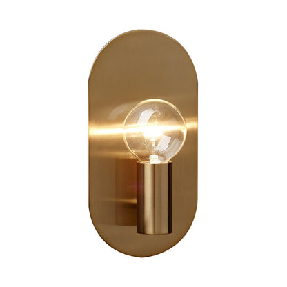 Rynx | 1 Light Bare Bulb Wall Lamp Minimalist Gold Finish Metallic Wall Lamp with Oval Backplate
