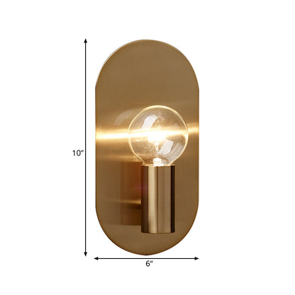 Rynx | 1 Light Bare Bulb Wall Lamp Minimalist Gold Finish Metallic Wall Lamp with Oval Backplate