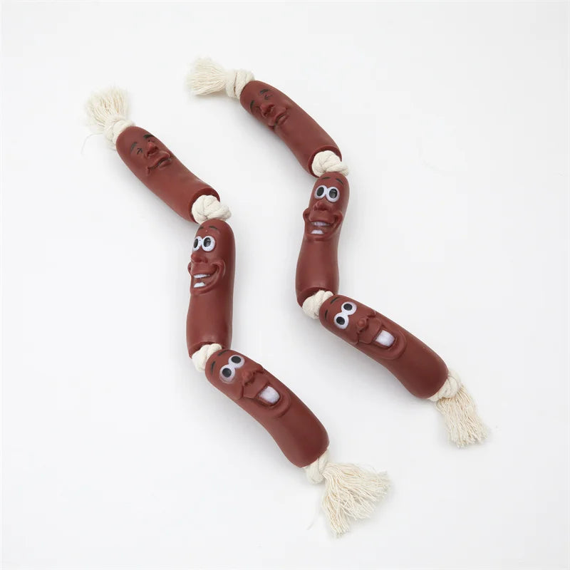 Rynx | Durable Cotton Rope & Vinyl Sausage Toy for Pets