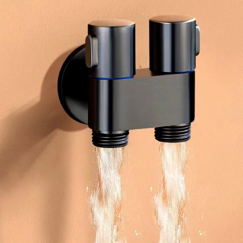 Rynx | Double control valve made of brass – Water supply with matte black finish