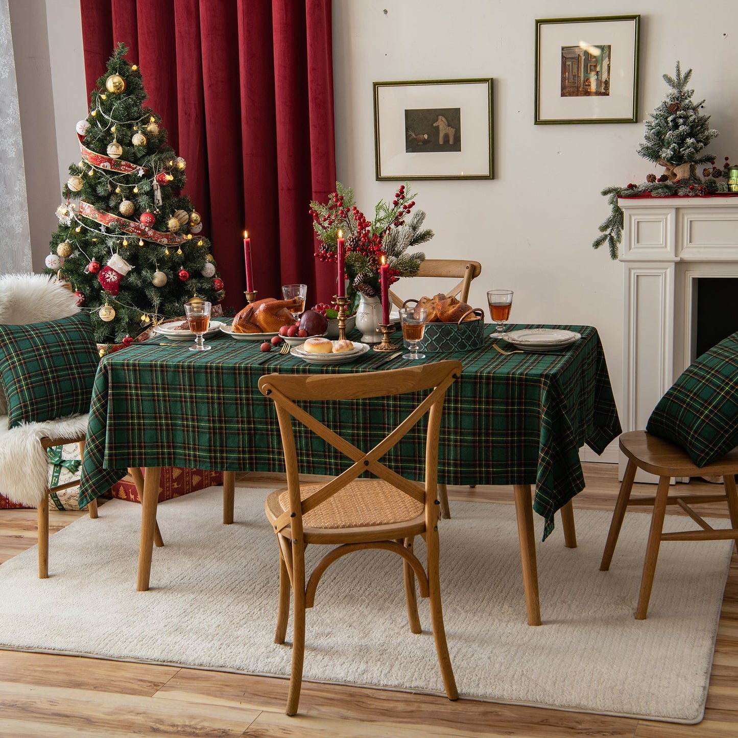 Rynx | Christmas Party Traditional Scottish Check Pattern Tablecloth