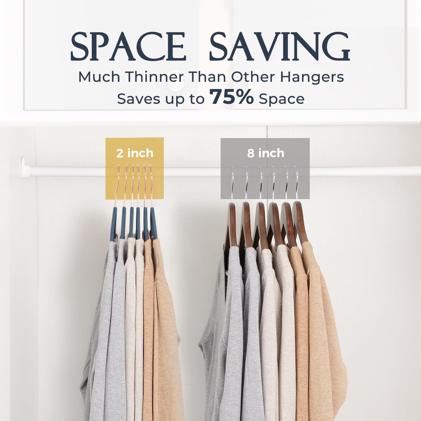 Rynx | 20/30/60 Pack Velvet Hangers - Premium Non-Slip Felt Hangers with Sturdy Black/White Finish - Heavy Duty Coat and Suit Hangers with Space-Saving 360° Rotating Rose Gold/Galvanized Metal Hook