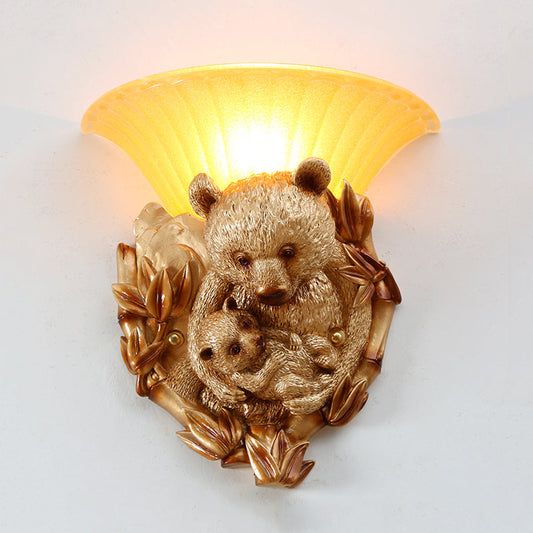 Rynx | Resin Bear Mama and Baby Sconce Light Vintage 1-Light Gold Wall Mount Lighting Ideas