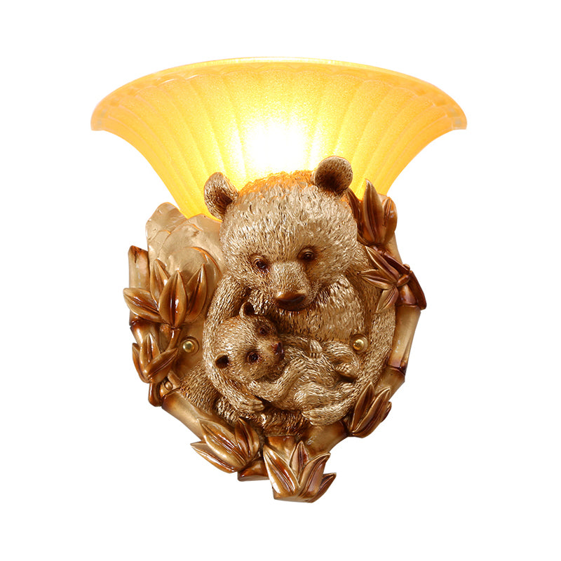 Rynx | Resin Bear Mama and Baby Sconce Light Vintage 1-Light Gold Wall Mount Lighting Ideas