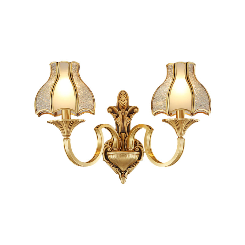 Rynx | Metal Brass Wall Lamp Lighting Curving 1/2-Light Traditional Wall Lamp for Bedroom