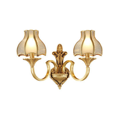 Rynx | Metal Brass Wall Lamp Lighting Curving 1/2-Light Traditional Wall Lamp for Bedroom