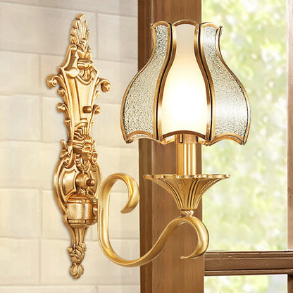 Rynx | Metal Brass Wall Lamp Curvy 1/2 Cups Traditional Wall Mount Lamp for Living Room