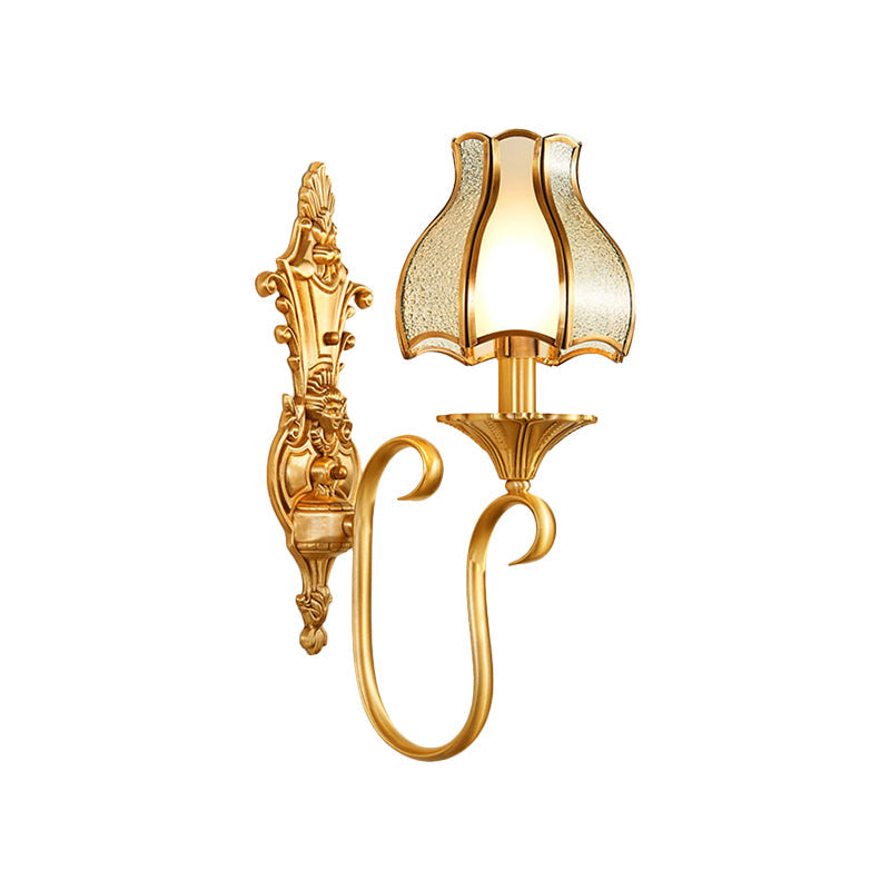 Rynx | Metal Brass Wall Lamp Curvy 1/2 Cups Traditional Wall Mount Lamp for Living Room