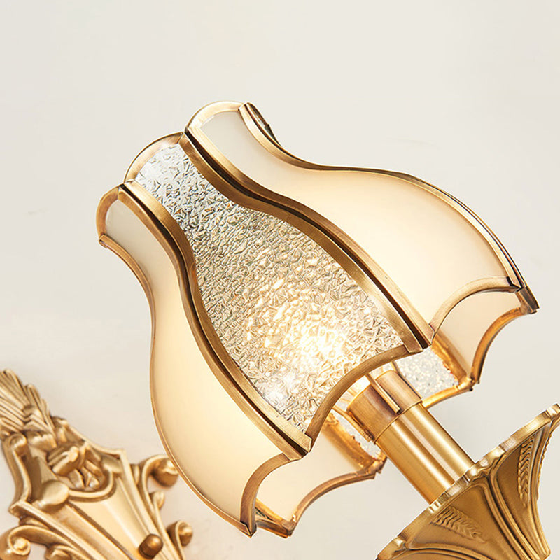 Rynx | Metal Brass Wall Lamp Curvy 1/2 Cups Traditional Wall Mount Lamp for Living Room
