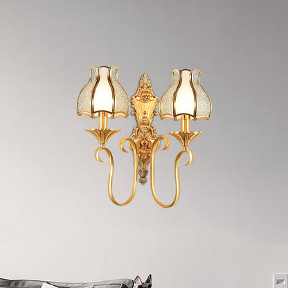 Rynx | Metal Brass Wall Lamp Curvy 1/2 Cups Traditional Wall Mount Lamp for Living Room
