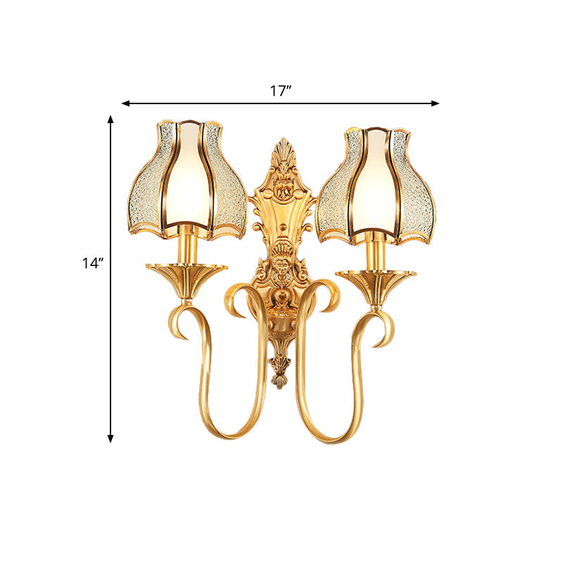 Rynx | Metal Brass Wall Lamp Curvy 1/2 Cups Traditional Wall Mount Lamp for Living Room