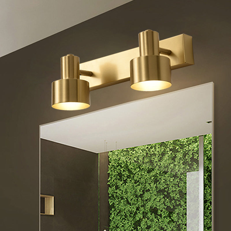 Rynx | Metal Brass Wall Vanity Light Cylinder 1/2/3-Lamp LED Traditionalist Wall Lamp Fixture for the Bathroom