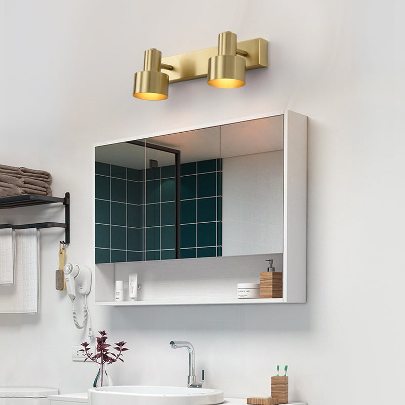 Rynx | Metal Brass Wall Vanity Light Cylinder 1/2/3-Lamp LED Traditionalist Wall Lamp Fixture for the Bathroom