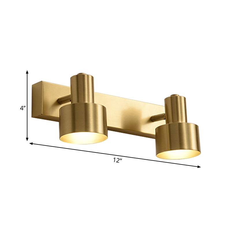 Rynx | Metal Brass Wall Vanity Light Cylinder 1/2/3-Lamp LED Traditionalist Wall Lamp Fixture for the Bathroom