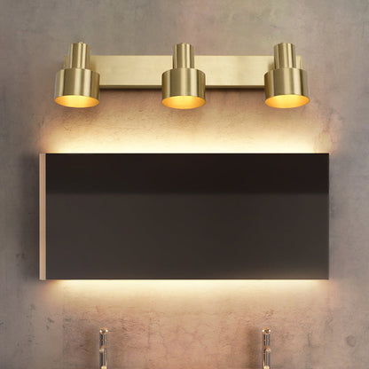 Rynx | Metal Brass Wall Vanity Light Cylinder 1/2/3-Lamp LED Traditionalist Wall Lamp Fixture for the Bathroom