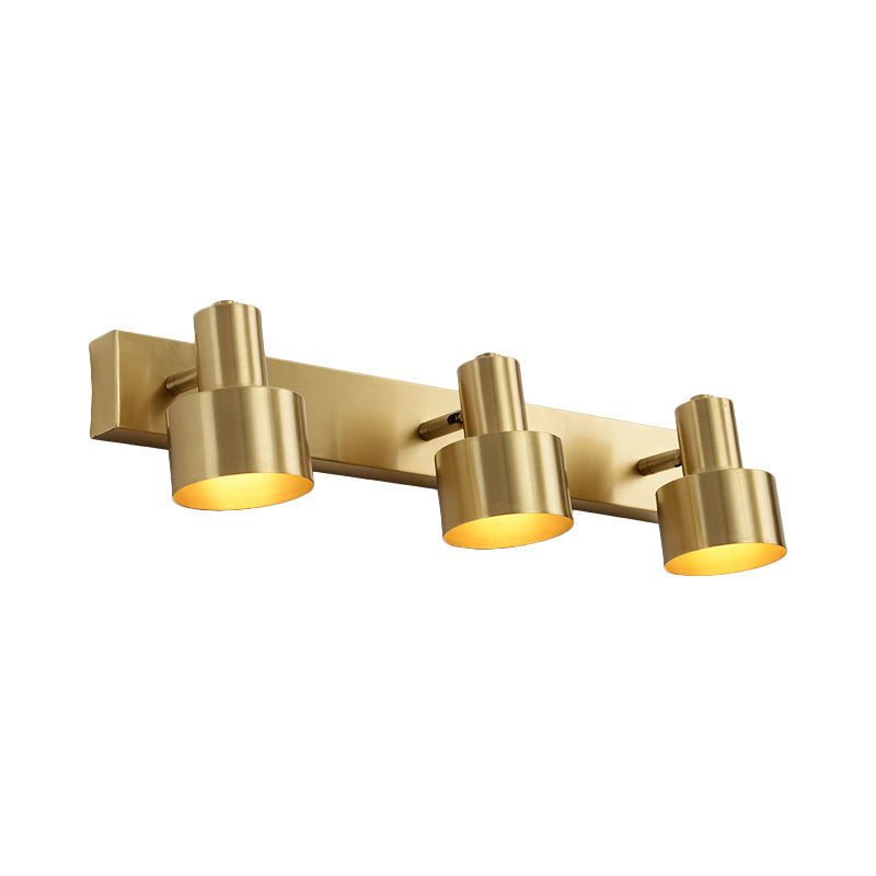 Rynx | Metal Brass Wall Vanity Light Cylinder 1/2/3-Lamp LED Traditionalist Wall Lamp Fixture for the Bathroom