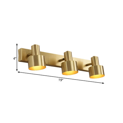 Rynx | Metal Brass Wall Vanity Light Cylinder 1/2/3-Lamp LED Traditionalist Wall Lamp Fixture for the Bathroom