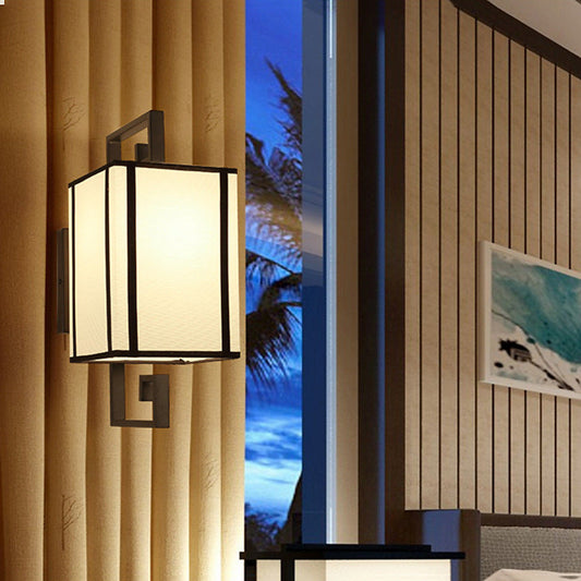 Rynx | 1 Light Living Room Wall Lamp Classic White Wall Light with Rectangular Fabric Shade