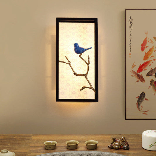 Rynx | 16"/31.5" H Fabric Rectangle Wall Mounted Light Classic 1 Light Living Room Wall Sconce in Black