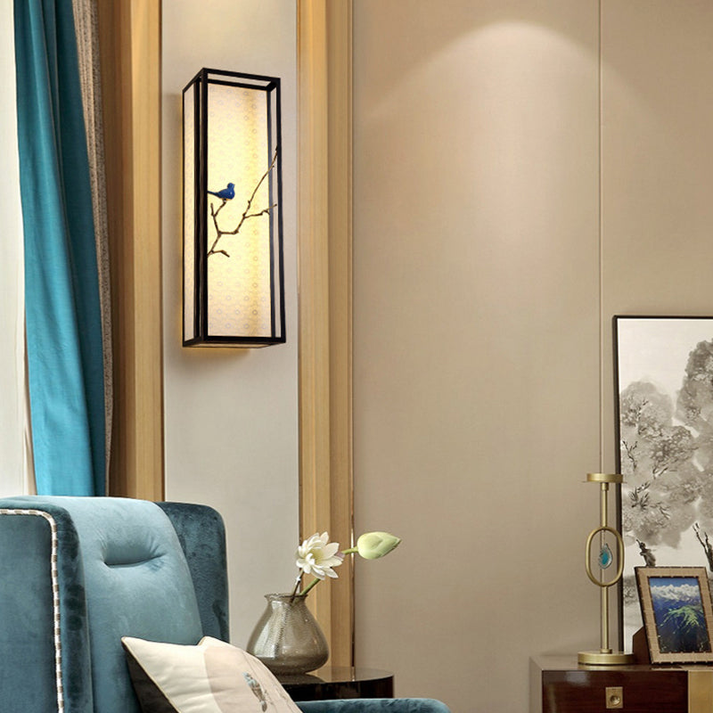 Rynx | 16"/31.5" H Fabric Rectangle Wall Mounted Light Classic 1 Light Living Room Wall Sconce in Black
