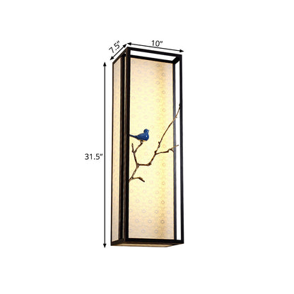 Rynx | 16"/31.5" H Fabric Rectangle Wall Mounted Light Classic 1 Light Living Room Wall Sconce in Black