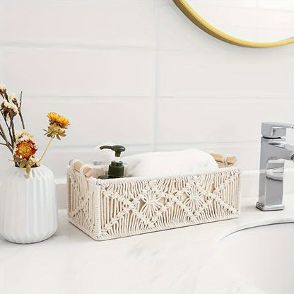 Rynx | Boho Storage Basket – Handmade Woven Organizer for Bathroom, Bedroom, and Living Room