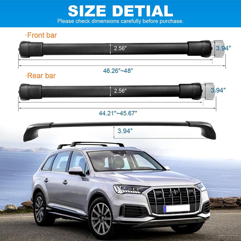 Rynx | Roof Rack Cross Bars for Audi Q7 2016-2024 Lockable Rooftop Aluminum Crossbar Luggage Cargo Ladder