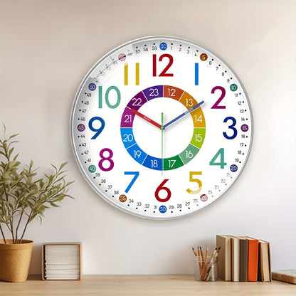 Rynx | Quiet Educational Wall Clock with Colorful Hands