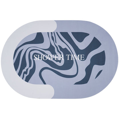 Rynx | Shower Time Abstract Blue Diatomaceous Earth Bath Mat