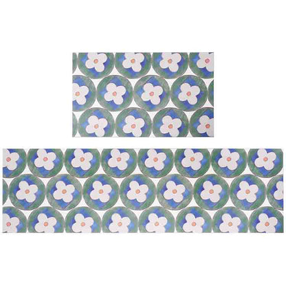 Rynx | White and blue flower kitchen mat