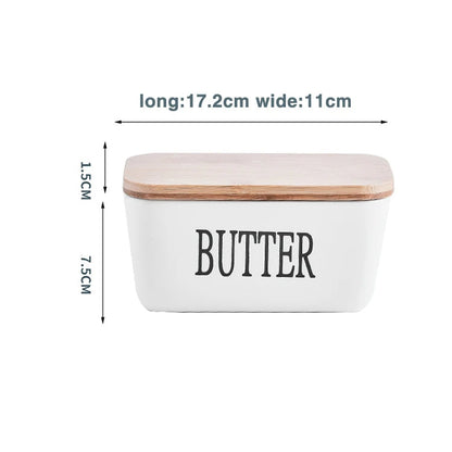 Rynx | Rectangular Ceramic Butter Dish Sealed Storage Container Western Cheese Jug Butter Glass for Storage for Restaurant 15x8.5 cm