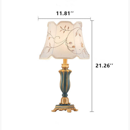 Rynx | Round Fabric Resin Base Classic 1-Light Table Lamp
