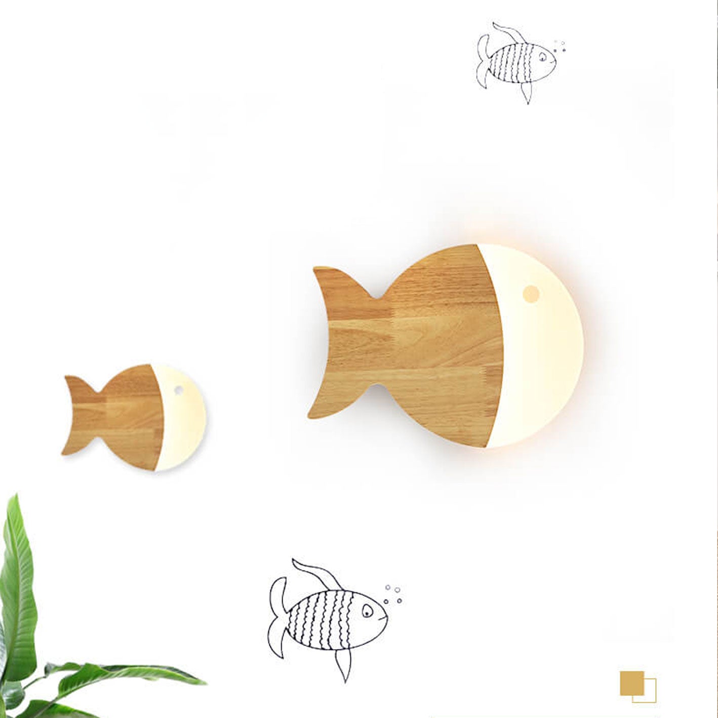 Rynx | Fynnora Nordic Wall Lamp | Oak & Acrylic | Minimalist Fish Design | LED Lighting