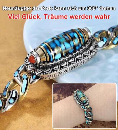 RYNX | Nine-Eye-Dzi-Bracelet With Mantra With Six Characters In Turquoise