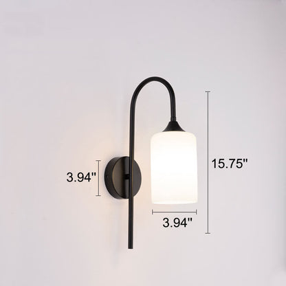 Rynx | GlintArc Wall Lamp | Minimalist Cylinder Glass Design | Flexible Arm | 1-Light Wall Light for Stylish Spaces