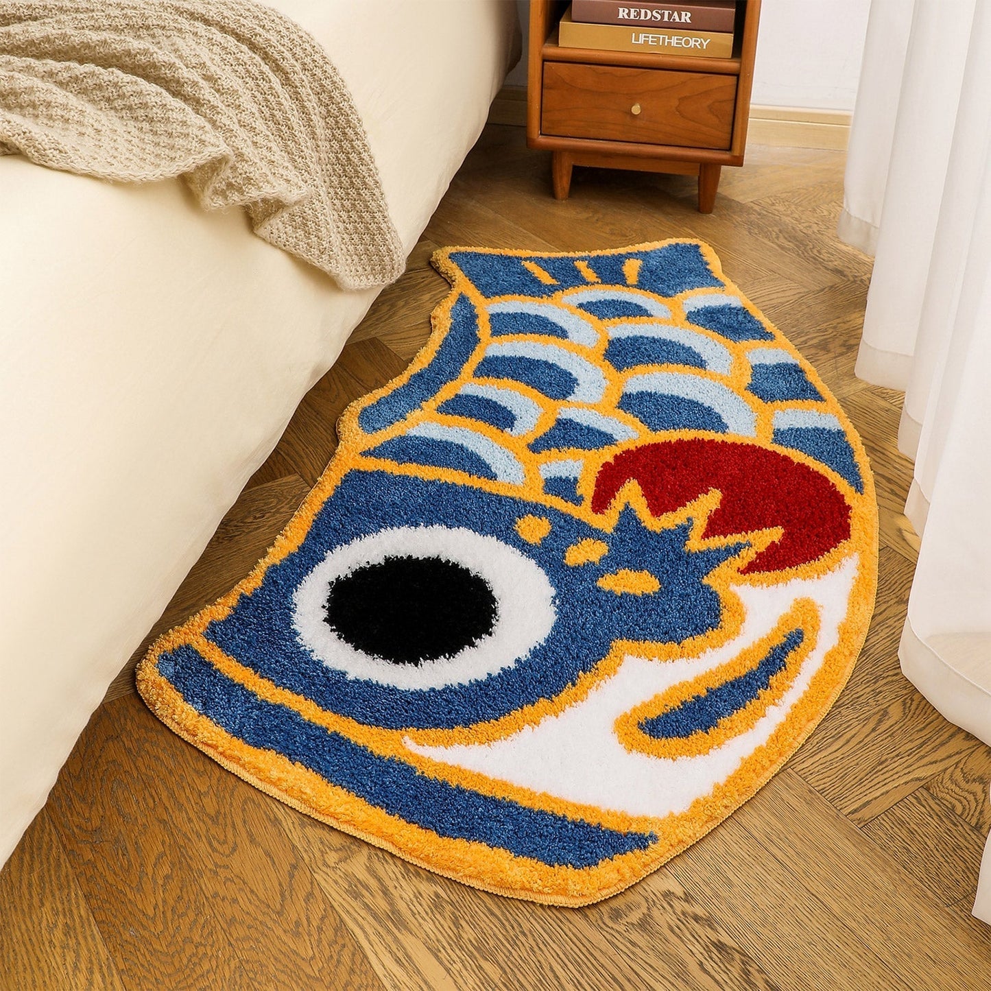 Rynx | Cute blue koi fish bath mat, Japanese carp bath rug