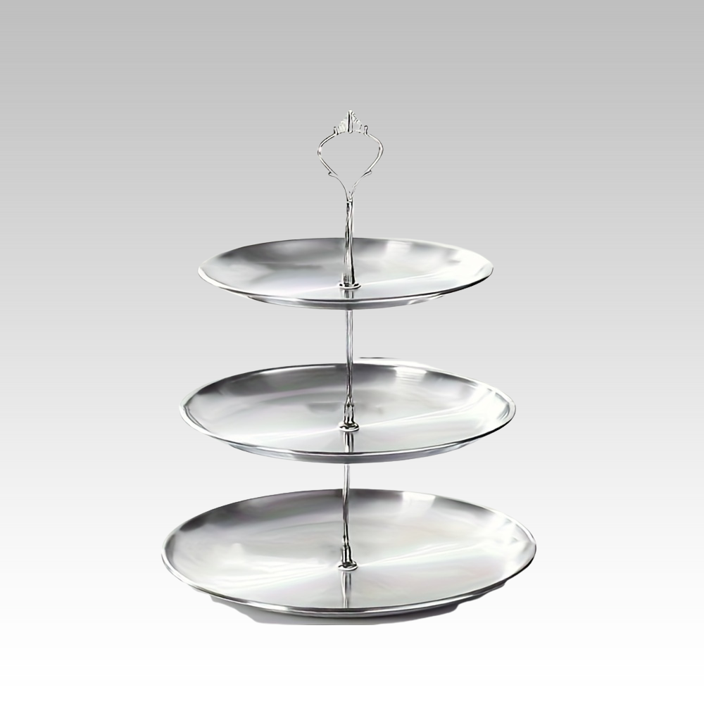 Rynx | SteelTower - 3-layer stainless steel cake stand | Serving platter for desserts and fruits
