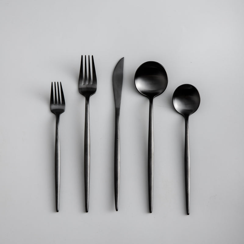 RYNX | Minimalistic Cutlery Mattes Noir Set for 4 people (20 pieces)
