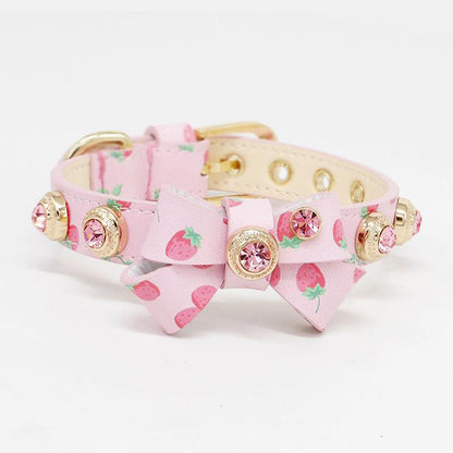 Rynx | Handcrafted Leather Collar for Pets Strawberry