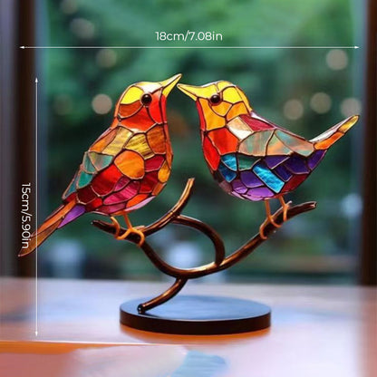 Rynx | VöGel On Branches Colored Acrylic Ornaments, Double-Sided Multicolored Style